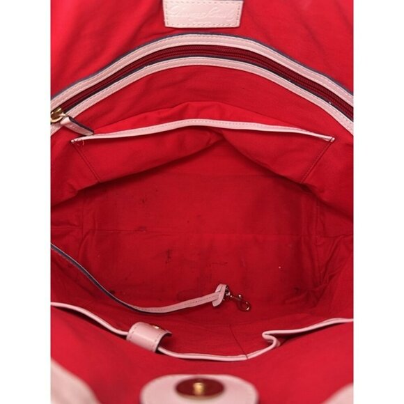 Dooney & Bourke Blue White Floral Tote Bag Canvas Red Lined - Picture 12 of 12